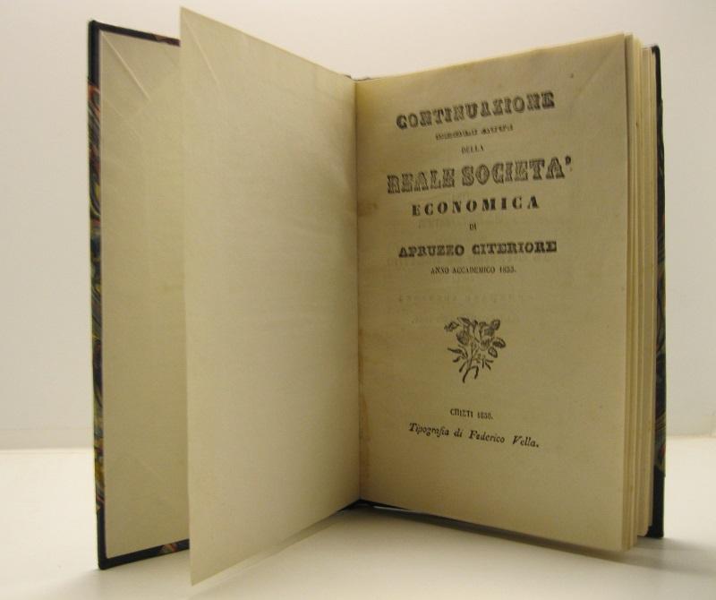 Continuazione degli atti della Reale Società economica di Apruzzo Citeriore.   Anno accademico 1855